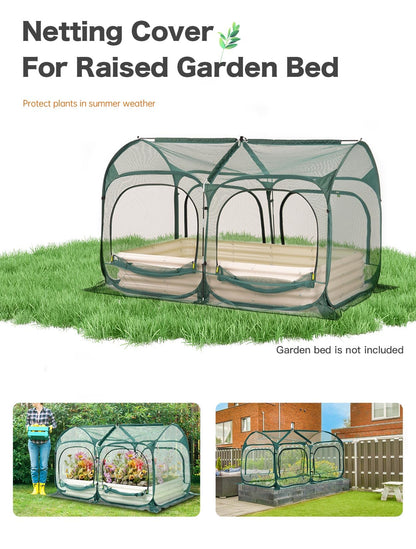 Poray Large 6.6x3.3FT Tunnel Plant Netting Cover, Pop up Crop Cage Gardening Net Cover for Protecting Vegetables &Fruits,Durable Gardening Net for Plant and Small Animals