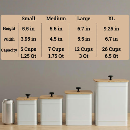 Kitchen Canisters for Countertop Set of 4 with Customizable Chalkboard Labels & Marker Pen - Big Iron Kitchen Canisters with Airtight Lids - Canisters Sets for the Kitchen - White Kitchen Canister Set