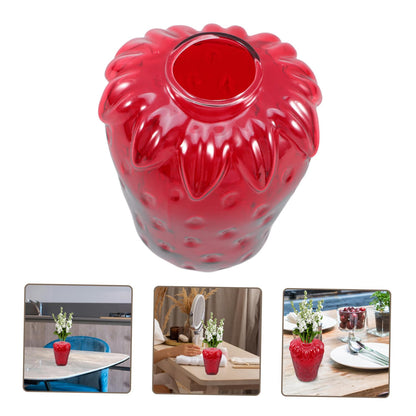 UPKOCH Creative Strawberry Glass Vase Cute Hydroponic Plant Propagation Station Decor for Flowers for Birthdays and Housewarmings