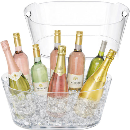 Lifewit 13L Ice Bucket for Parties 2 Pcs, Large Plastic Drink Cooler for Champagne Wine, Beer, Clear Beverage Tub for Mimosa & Cocktail Bar, Portable Chiller for Party Hosting & Serving