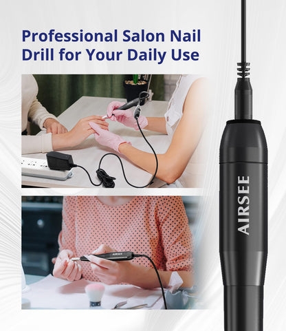 AIRSEE Home Lite USB Mobile Nail Drill Machine for Beginners Portable Nail File Manicure Pedicure Dremel Kit with 6 Bits 26 Sanding Bands for Home Acrylic Gel Nails Polishing DIY,Purple