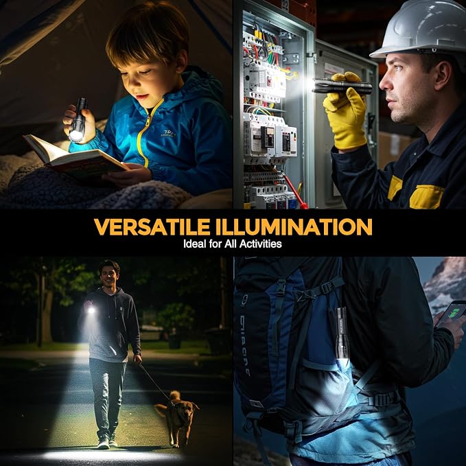 BUCASA Rechargeable Flashlights High Lumens 6 Pack, Brighter Small Flashlight Powerful Tactical Flashlights Rechargeable, Waterproof LED Flashlight with 3 Zoomable Modes for Camping Emergency