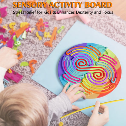 Sensory Fidget Toys for Kids Toddler Boys ,Sensory Activity Board for Stress Anxiety Autistic ADHD, Calm Down Travel Airplane Essentials Toys for 3+ Year Old, Stuffers Gifts for Teens Girls