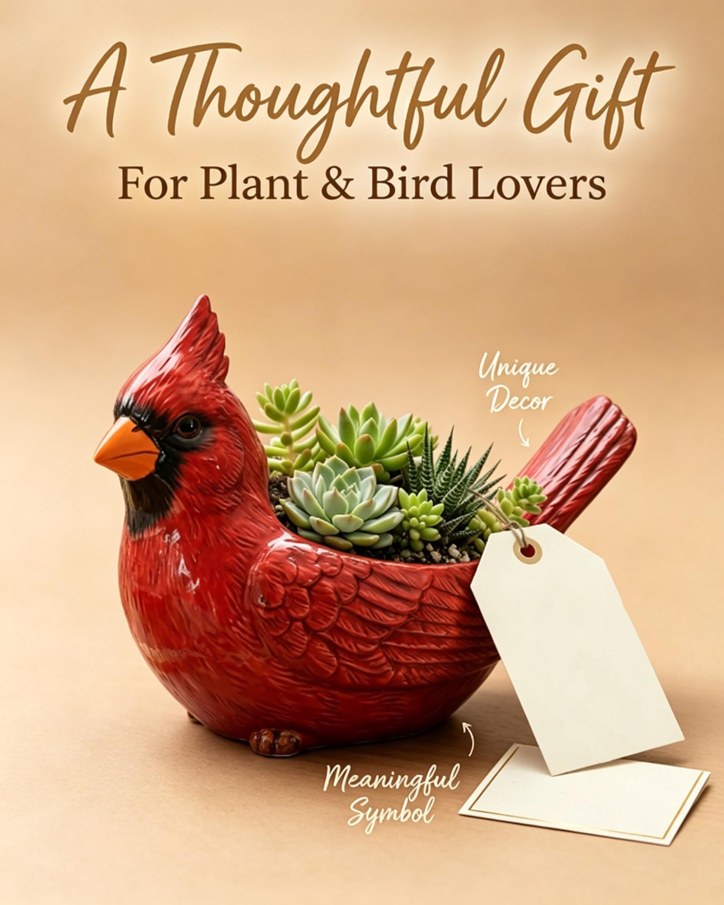 expgaze Cardinal Bird Succulent Planter, Red Cardinal Flower Pot Resin Decorative Bird Planter for Indoor Outdoor Plants, Cute Animal Plant Pot Garden Windowsill Desk Decor Unique Gift (A-1pc)