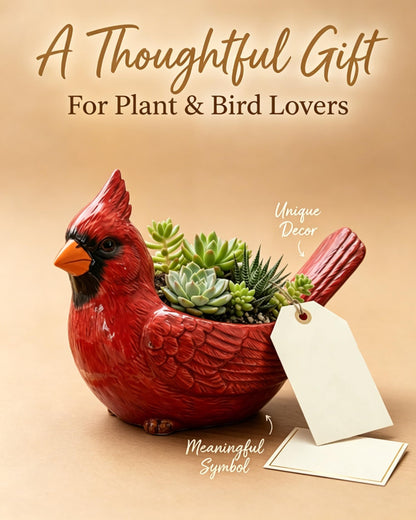 expgaze Cardinal Bird Succulent Planter, Red Cardinal Flower Pot Resin Decorative Bird Planter for Indoor Outdoor Plants, Cute Animal Plant Pot Garden Windowsill Desk Decor Unique Gift (A-1pc)