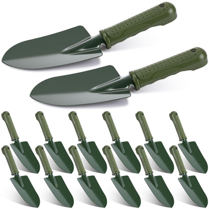 Yaocom 12 Pcs Garden Shovel Trowel Gardening Hand Tools Small Hand Shovels for Digging Metal Trowel Spade with Plastic Handle Anti Slippery for Lawn Yard Home Farm Planting