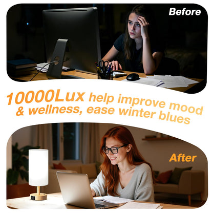 Dicoool Light Therapy Lamp 10000 Lux - Full Spectrum Sunlight Lamp, Happy Light for Seasonal Mood Boost - CRI 96+ Sun Lamp for Windowless Office, Reading, Shift Workers - Remote & Timer