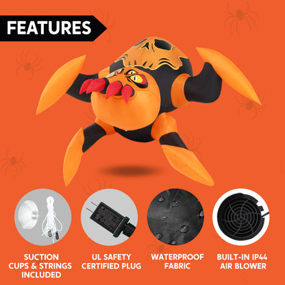 JOYIN 4ft Halloween Inflatable Spider Window Decoration, Stuck Blow Up Spider Window Breaker with LED Light, Scary Halloween Decoration for Outside Yard Garden Lawn House Decor
