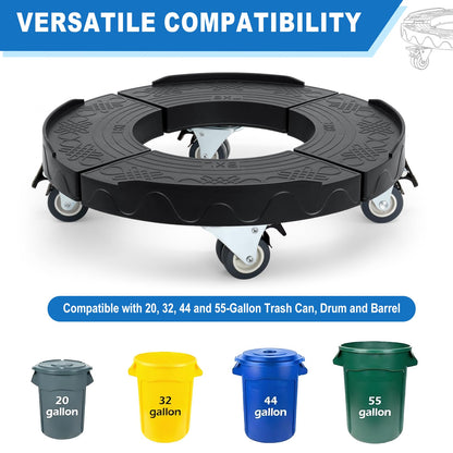 W B D WEIBIDA Trash Can Dolly Wheels Adjustable 15-19 Inch Round Roller with 4 Wheels Drum Cart Heavy Duty 440lbs Keg Truck Large Barrel Dollies Multi Functional Rolling Stand Plant Caddy