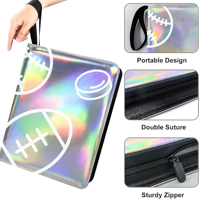 900 Pockets Sports Card Binder, Portable Waterproof Storage Bag with Removable Sleeves for Baseball Football Basketball Hockey Cards 2025 2026 Collectors