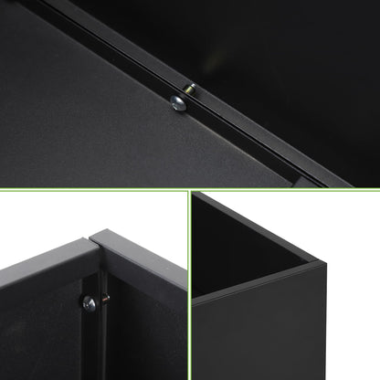 Takywep Large Metal Planter Box, 26" L x 26" W x 26" H, Black Heavy Duty Steel Square Outdoor Patio Garden Planter Box, with Drainage Hole and Removable Insert Shelf for Tall Plants Flowers Trees