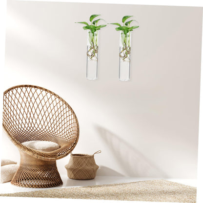 Ciieeo 2pcs Hanging Glass Planters Wall Vases Cylinder Shape for Indoor Plants Secure Mounting Terrariums Propagation Stations Home Office Decor