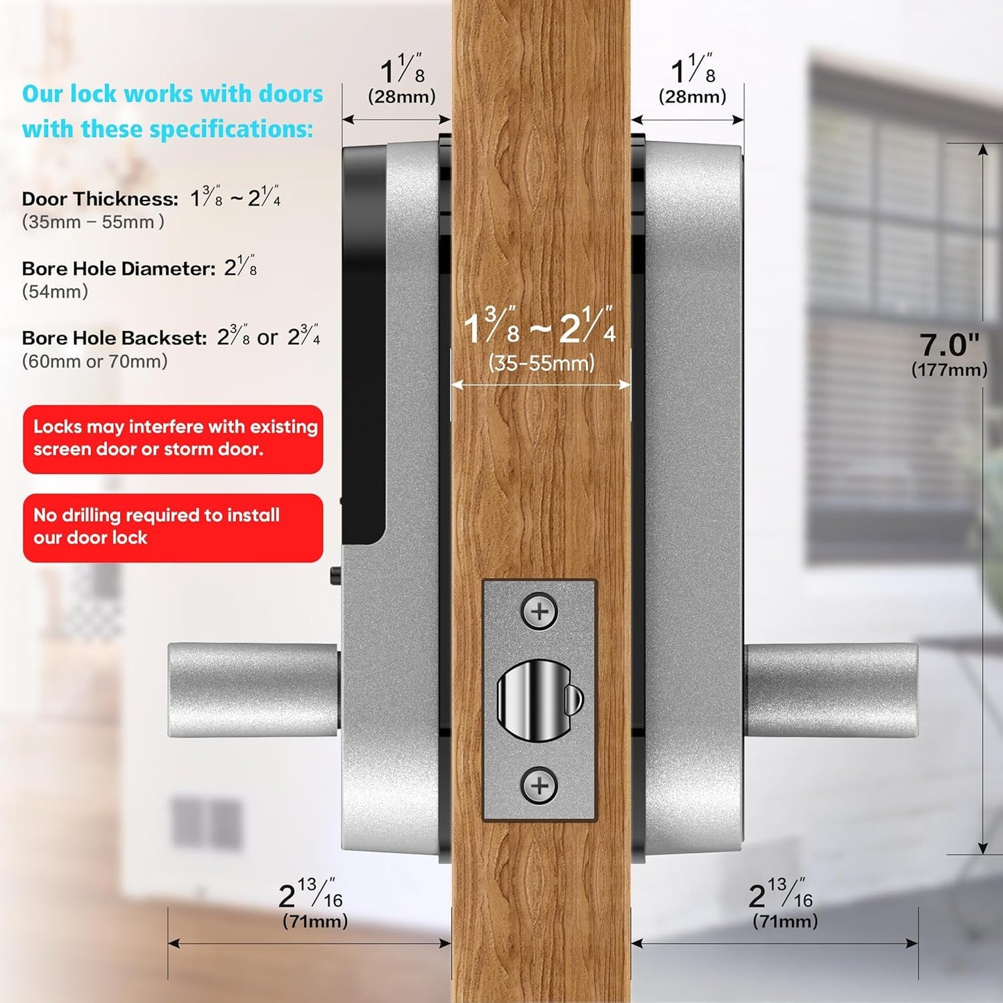 Keyless Entry Fingerprint Smart Lock with Handle & Keypad: Sifely Biometric Digital Electronic Lock with Code, Electric Deadbolt Door Knob for Front, Interior, Exterior & Bedroom Doors (Black)