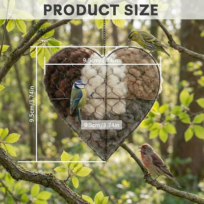 Handmade Alpaca Fiber Bird Nesting Heart, Birds Nests Material Holder, Winter Tree Shelter for Wild Bird