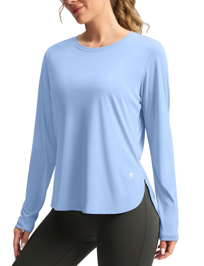 Women's Sun Shirts UPF 50+ Long Sleeve UV Protection Shirt Lightweight Quick Dry Workout Hiking Tops for Women(Haze Blue,XXXL)