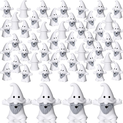 Roowest 60 Pcs 60 Pcs Mini Christmas Gnomes Figurines Decorations Miniature Resin Gnomes Tiny Santa Deer Gingerbread Man Dwarf Figurine to Hide Ornaments for Village Table Decor (Ghost)