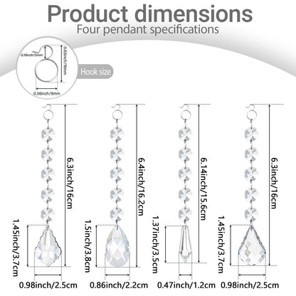 20 Pcs Crystal Prisms Hanging Assortment, Clear Teardrop & Icicle Chandelier Replacement Parts with Hooks, Multi-Shape Suncatchers for Windows Lamps Christmas Tree Home Party Decor (Clear, 20 Pcs)