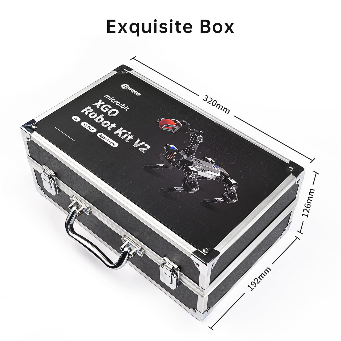 ELECFREAKS microbit Robotic Dog Xgo V2 Kit, 15 Movable Joint DIY Programmable Full Metal Bionic Robot Kit, STEM Educational Project for Open Source Hardware(Without Micro:bit)