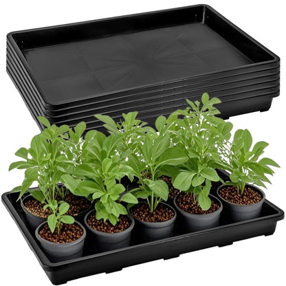 ZAVOOS 6 Pack Nursery Potting Trays, Plastic Seedling Starter Tray with No Drain Holes, Easy Watering Flat Garden Plant Growing Tray for Indoor Greenhouse Germination, 17.3'' x 11.6'' x 1.3''