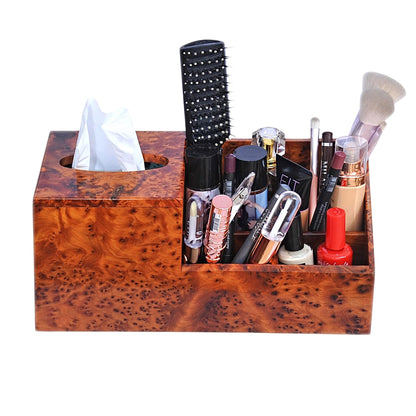 Womens nightstand Organizer -Organizer Box-Tissue Cover Box-Makeup Box Organizer-Wooden Tissue Holder Box Storage-Desk Organiser-Tissue Box with Storage Tray-Tissue Organizer Holder-Wood Tissue Box