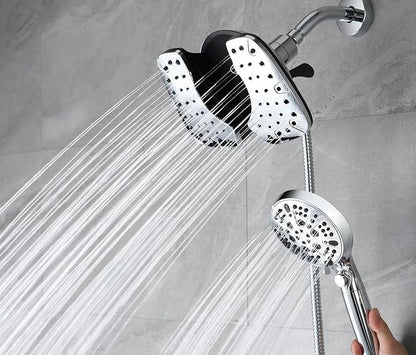 INAVAMZ 2-in-1 Shower Heads with Handheld 2.5GPM: 10” Rain Shower Head & Hand Held Shower Head, 9 Spray Settings Detachable Shower Head with ON/OFF Switch and 15-Stage Filter