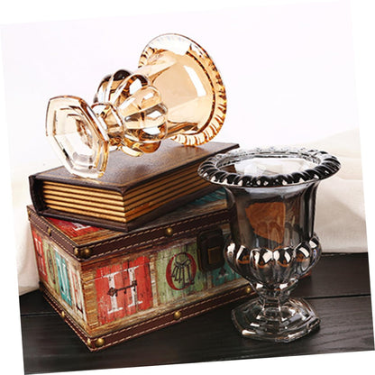 1Pc Roman Vase Glass Flower Vessel Desktop Decor Country Plant vase Rural Flower Planter Glass Planter Crystal urn Terrarium airhorn Embossment Bud Cylinder Office