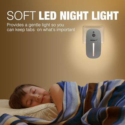 Sensky Plug in Night Light - 2 Pack Dimmable 3500K Warm White LED with Auto Dusk to Dawn Sensor and Dual Front Back Lighting - for Bedroom Bathroom Kitchen Hallway Stairs Home Decor Lamp
