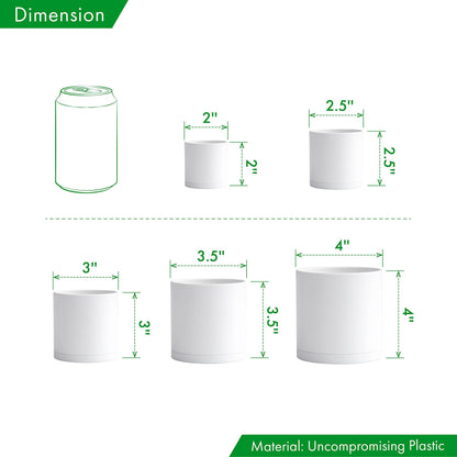 D'vine Dev Pack of 20 Plastic Plant Pots (4 Set of 2 Inch, 2.5 Inch, 3 Inch, 3.5 Inch, 4 Inch) Small Garden Planter Pots for Plant with Drainage Holes and Saucers, White, 74-U-A