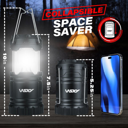 Wsky Solar Camping Lantern 4-Pack - Rechargeable LED Lights, Magnetic Base & Foldable Hanging Hook- Collapsible Lamp Battery Powered Perfect for Power Outages, Hiking, Campsites, Emergencies