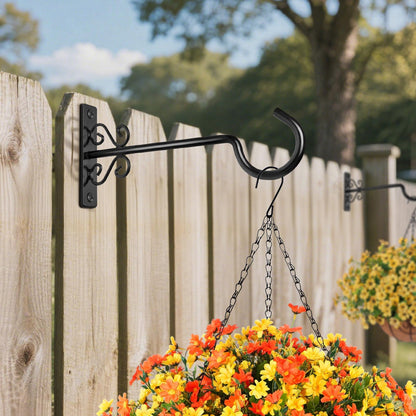 BOLITE Plant Hangers, 10 Inch Hanging Plant Brackets Outdoors or Indoors, Wall Hooks for Hanging Hummingbird Feeders, Bird Feeders, Planters, Lanterns, Wind Chimes, 2 Pack, Black, Gifts for Women Men