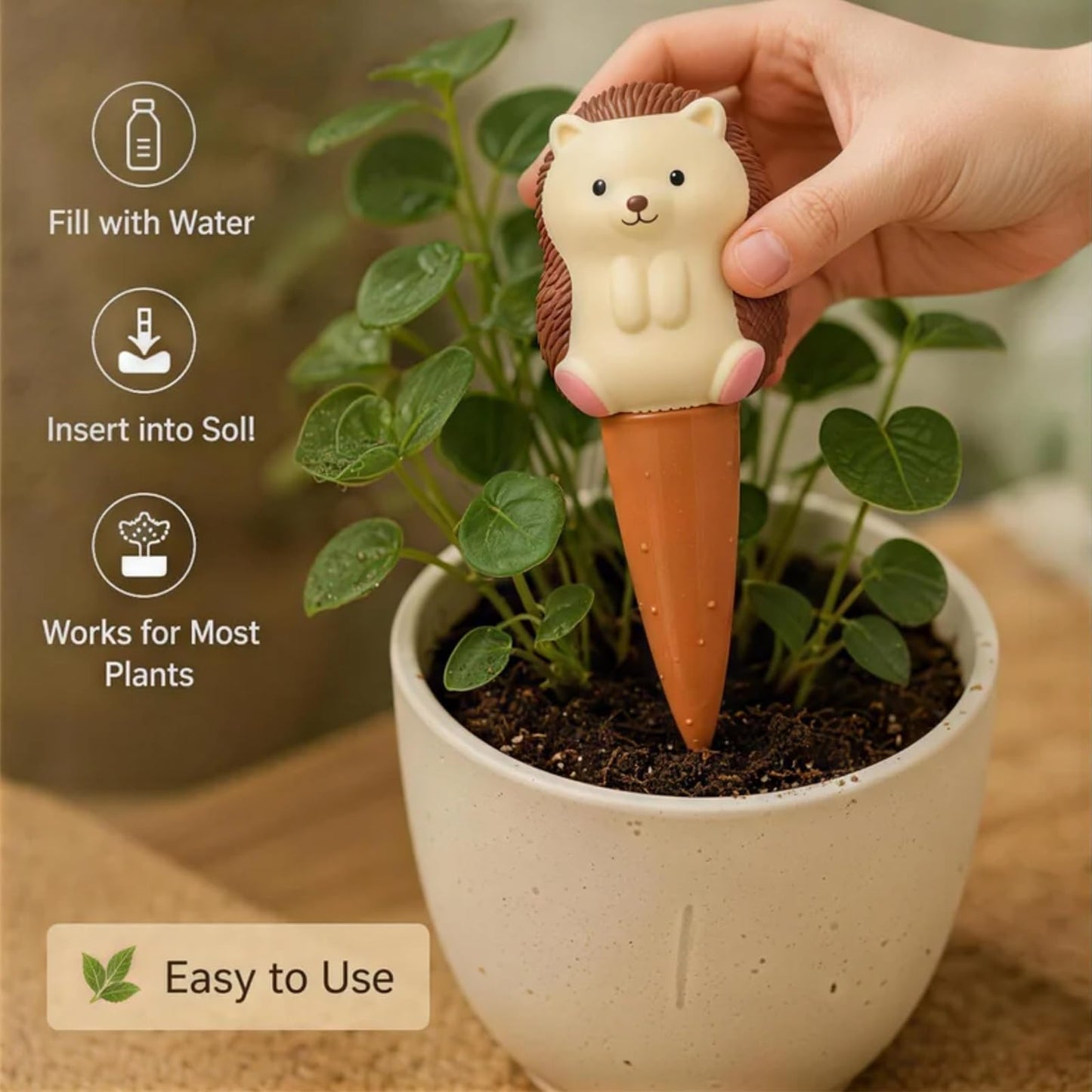 UULENNYM Terracotta Watering Spikes, Self Watering Globes Cute Animal Design Plant Waterers, Automatic Irrigation Stakes for Indoor & Outdoor Plants