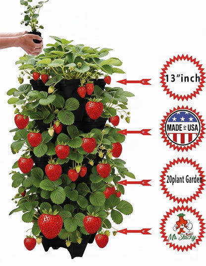 5 Tier Stackable Strawberry, Herb, Flower, and Vegetable Planter - Vertical Garden Indoor/Outdoor