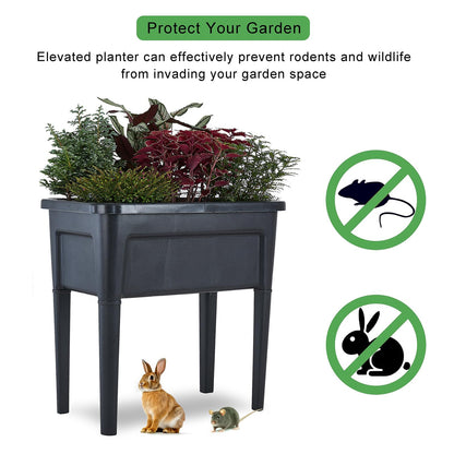 ZIWQPIHT 4 Pcs Plastic Raised Garden Beds with Legs，16 Gallon Outdoor Elevated Garden Planter Box，Perfect for Flowers, Vegetables, and Herbs