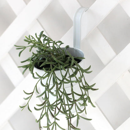 Leoyoubei 4inch Hanging Flower Pots for Outdoor Indoor Plants with Removable Hooks -5 Pack White Metal Buckets Hanging Plant Pots Wall Fence Home Decor-Small Storage Box,Drainage Holes