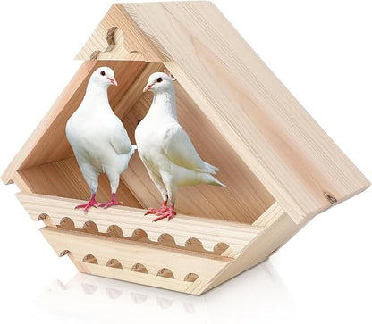 DoubleFill 1 Pcs Cedar Dove Nesting Box Bird House Outdoor Wood Triangular Opening Bird Box House for Doves Nesting and Roosting Platform Garden Decoration