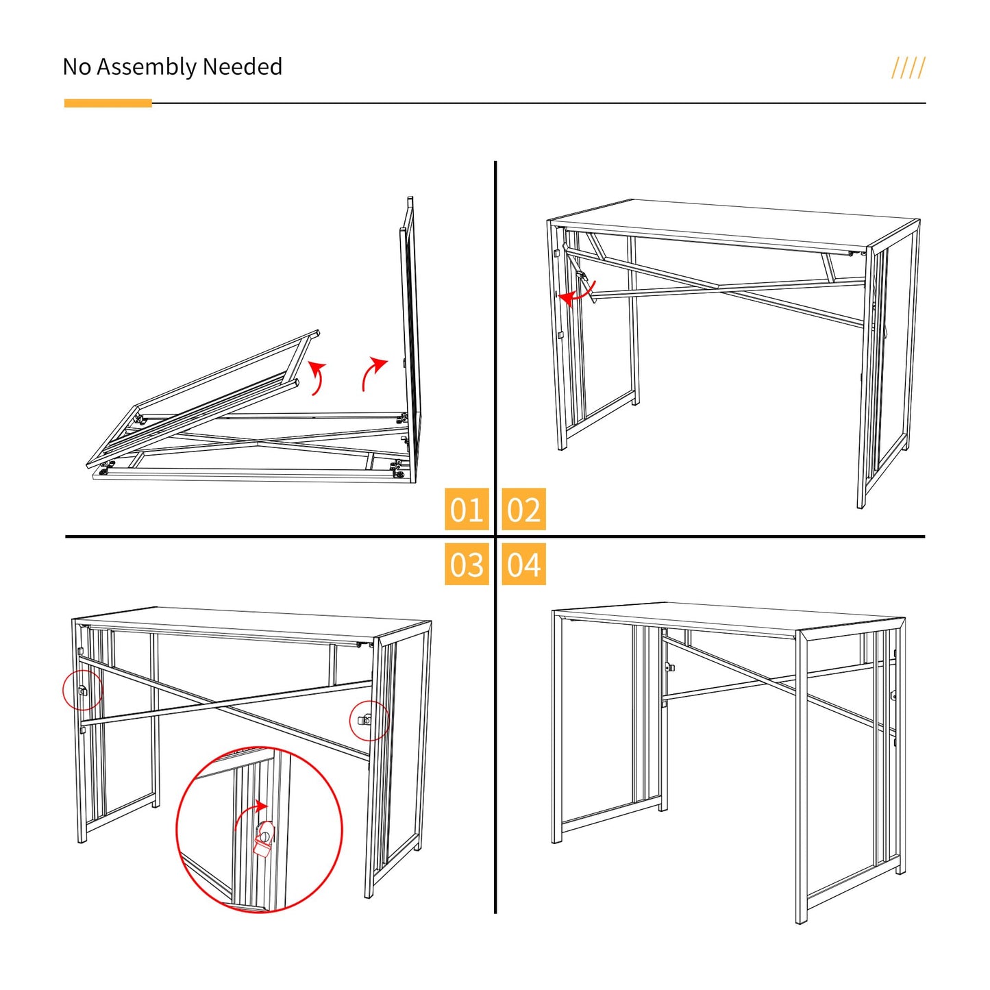 Lutown-Teen 32 inch Small Folding Desk, Writing Gaming Computer Camping Desk for Small Spaces, No Assembly Required Home Office Desk, Natural and White