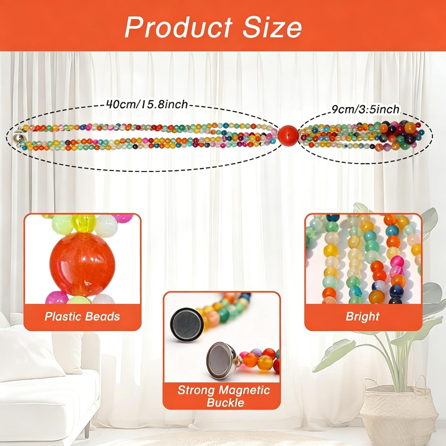 EOREA Beaded Magnetic Curtain Tiebacks Boho Decor