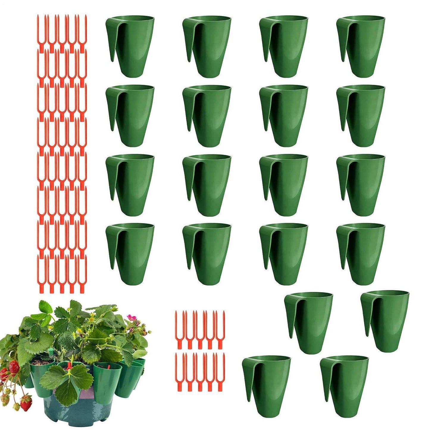 Strawberry Propagation Planter, Yard Seedling Cups, 3.35x2.36in Nursery Pots with Secure Runner Forks, Root Development Container, Botanical Starting Cup with Bottom Drainage Design, Indoor Outdoor