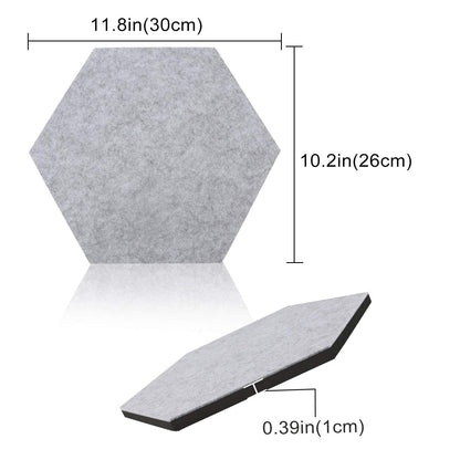 SEG Direct Hexagon Felt Bulletin Board, Large Felt Pin Board Self Adhesive Cork Board for Walls with Push Pins for Wall Office Home School Decor, 11.8 x 10.2 in, 5PCS(Gray/Teal/Yellow)