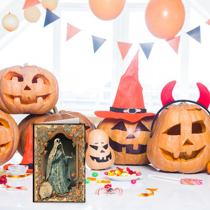 Whaline 32 Pack Halloween Greeting Cards with Stickers Envelopes Vintage Pumpkin Black Cat Skull Blank Note Cards for Trick or Treat Invitation, 4 x 6 Inch