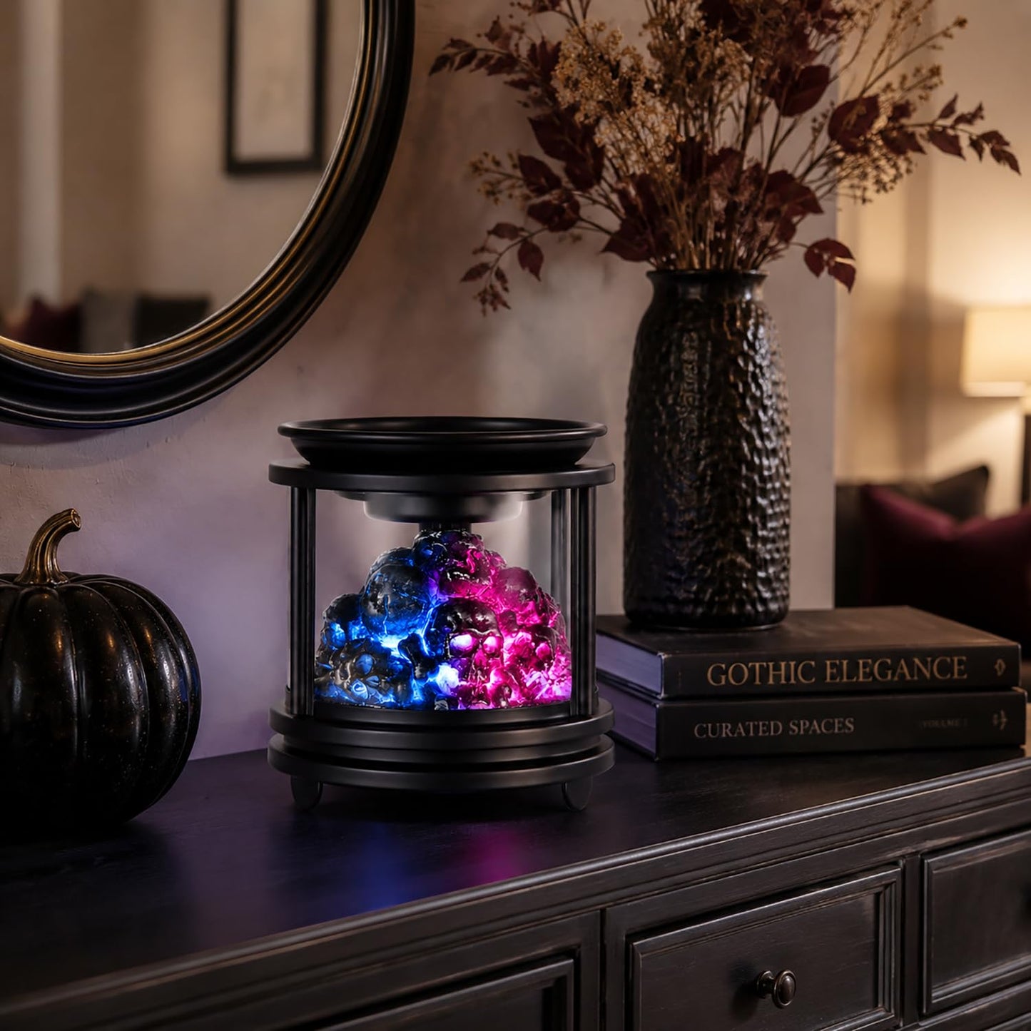 Dicimi Halloween Wax Warmer - Skull Wax Melter for Scented Wax Cubes & Essential Oils, 4-in-1 Electric Warmer with Hot Plate, Spooky Ghost Decor Gift