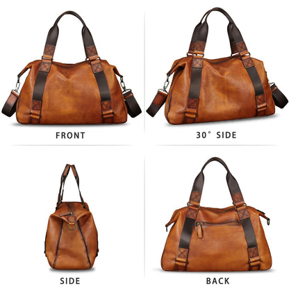 Genuine Leather Messenger Bag for Men Top Handle Handbag Crossbody Sling Laptop Bag Vintage Travel Business Briefcase (Brown)