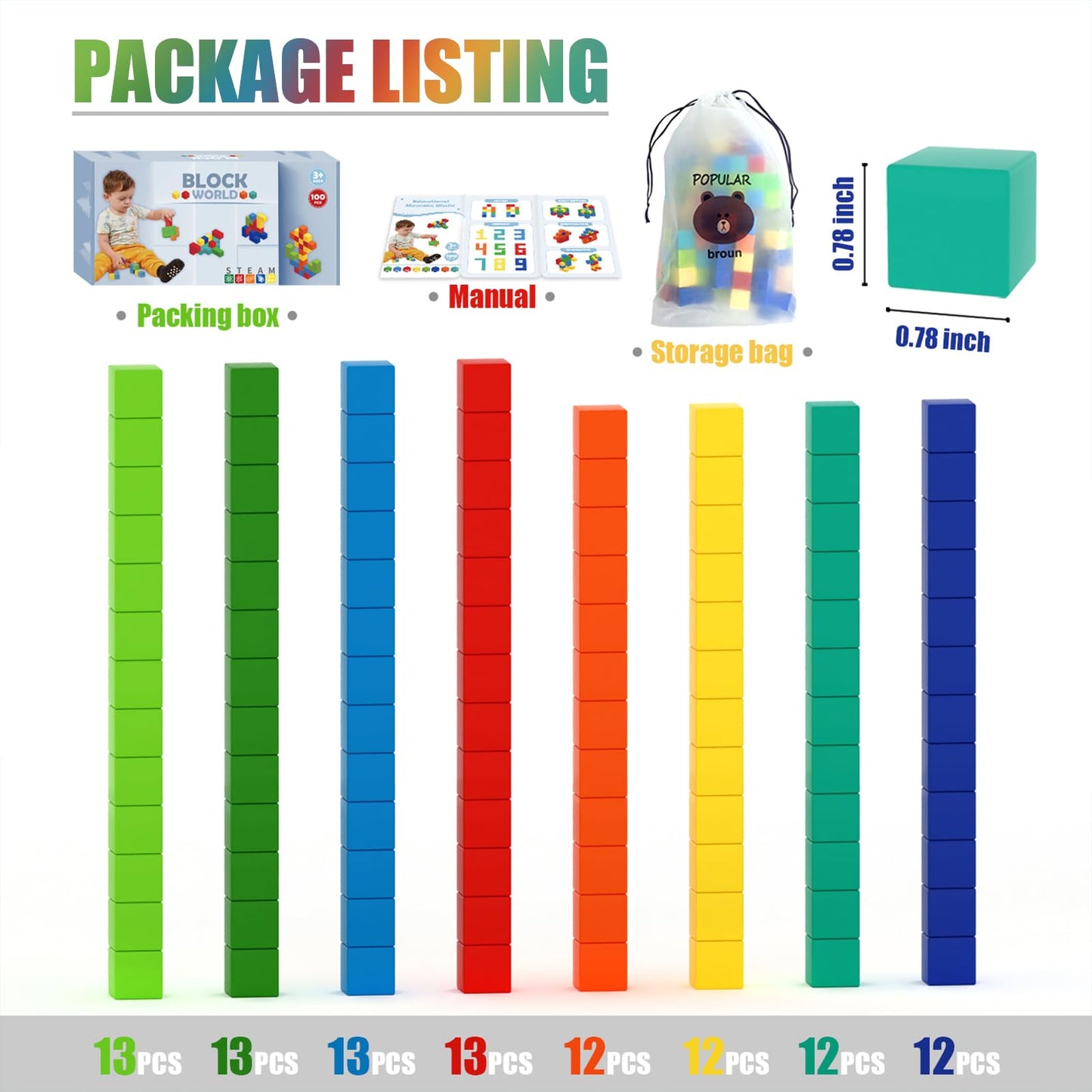 BananMelonBM 100 PCS Magnetic Building Blocks, for Toddlers Age 3-5, for Kids Ages 4-8,Magnetic Cubes, Preschool Educational Sensory Magnet Toys for Boys and Girls