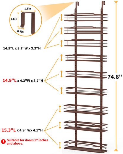 Moforoco 9-Tier Over The Door Pantry Organizer, Pantry Organization and Storage, Black Hanging Basket Wall Spice Rack Seasoning Shelves, Home & Kitchen Bedroom Bathroom House Essentials