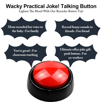 Recordable Talking Button 30 Seconds Record Button Easy Button Answer Buzzers Custom Sound Button for Communication Study Office Home Game Gift(Batteries Included)