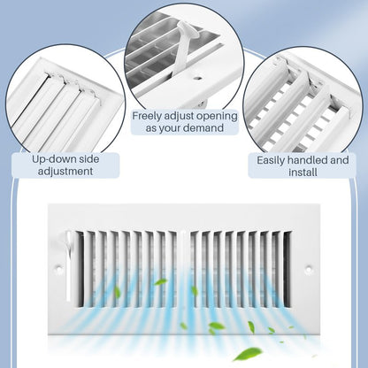 Zonon 12 Pcs 10 x 4 Inch (Interior Size) air Vent Cover Ceiling Register Grill Duct Opening Air Supply Diffuser 2 Way Steel Sidewall Ceiling Vent Covers Inlet Manual Adjuster for Home, White