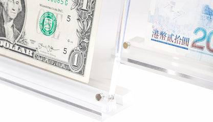 IEEK Acrylic Dollar Bill Frame Currency Holder Clear Paper Money Holders for Collectors Currency Ticket Protector Dollar Bill Display Stand,7.3 x 3.5 Inch,2 Pack