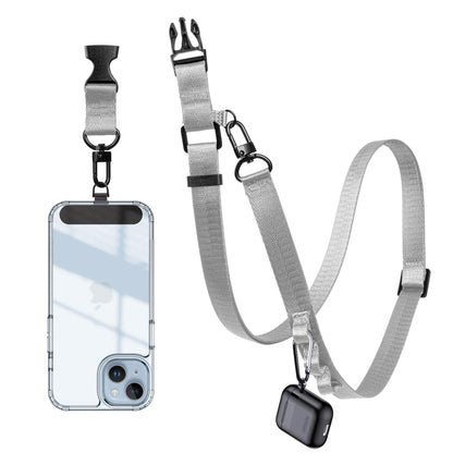 Birwiny Cell Phone Lanyard Crossbody - Adjustable Nylon Strap Grey, Anti-Theft Lock Hook, Universal Fit (4-7" Screens) Hands-Free for Travel, Gym, Outdoors (Grey)