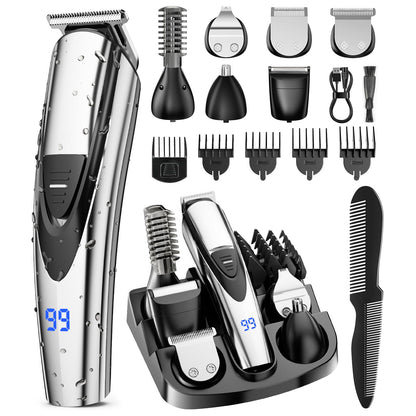 SHPAVVER Beard Trimmer for Men: Professional Barber Hair Clippers - 12-in-1 Cordless Grooming Kit - Waterproof Electric Razor with Turbo Speed & Precision Blades