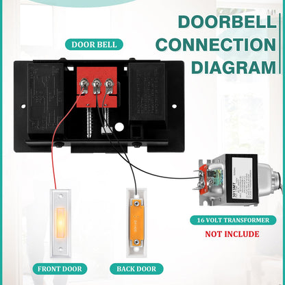 Saillong Wired Doorbell Chime with 2 Lighted Push Buttons, 16V 10VA Two Sounds Front and Rear Hardwire Door Bell Kit for Home Wall Inside, Compatible with Most Brand Doorbells(Black, White, Yellow)